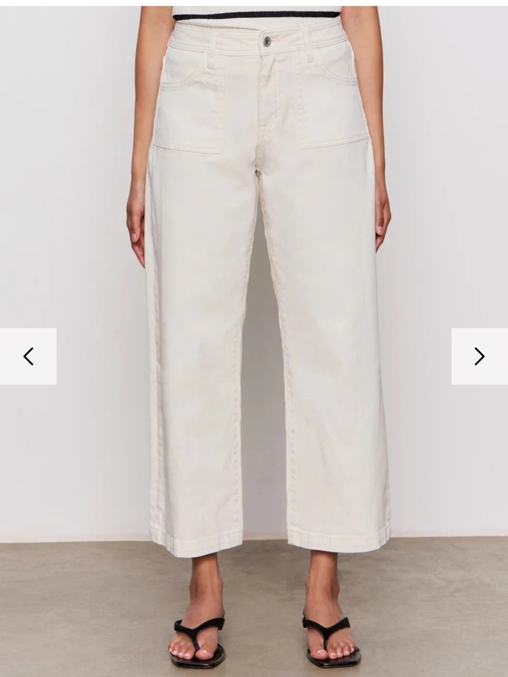 Oat New York Cropped Wide-Leg Jeans in Off-White 94% Cottom